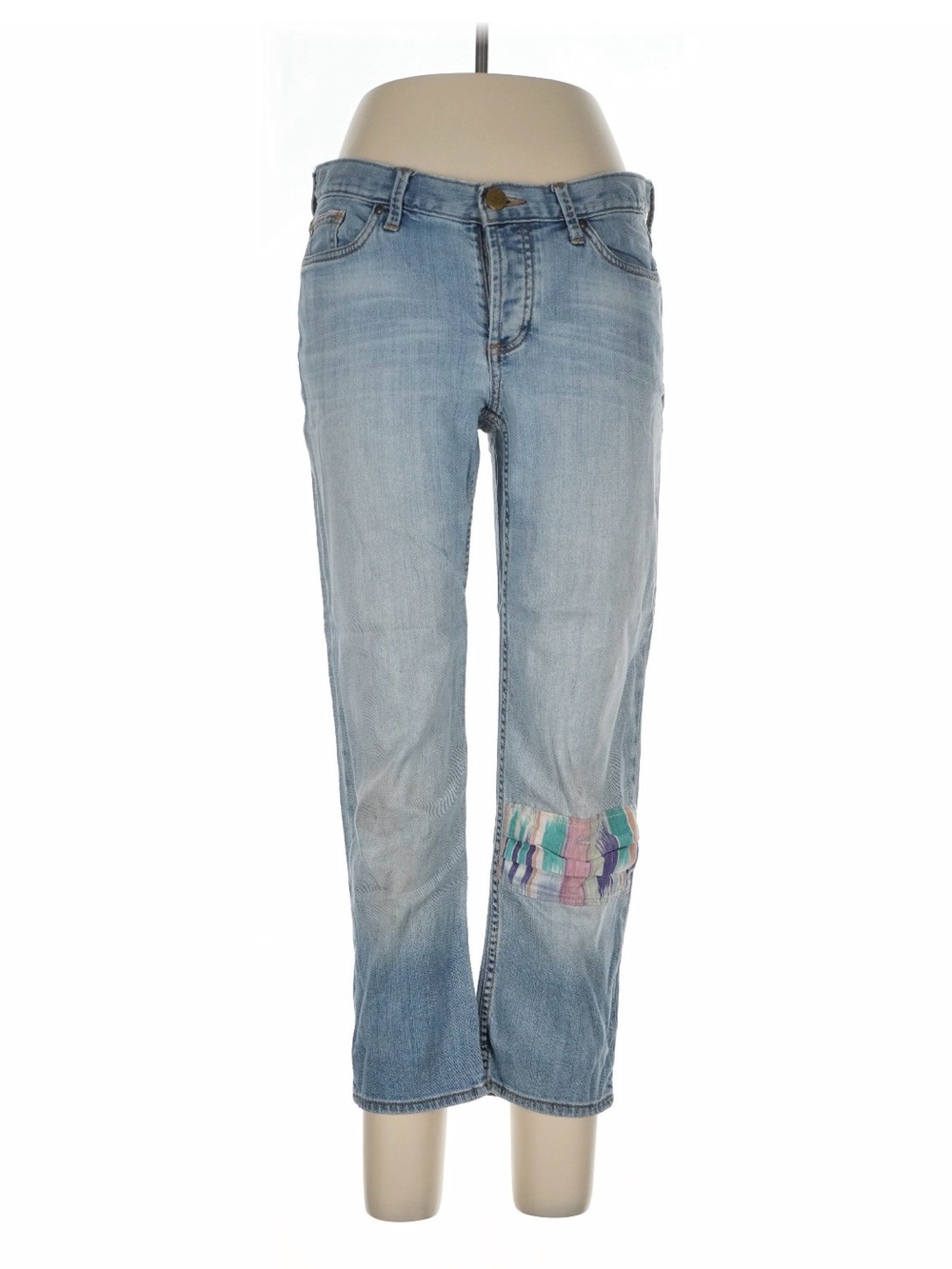Eddie Bauer Light Blue Ankle Jeans with Pastel Knee Patch